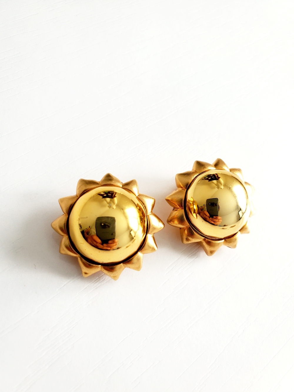 Gold Sunburst Clip-On Earrings - Classic Women's Accessories